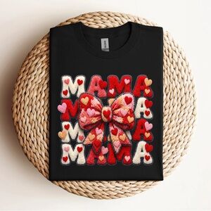 Valentines Mama Faux Yarn T-Shirt